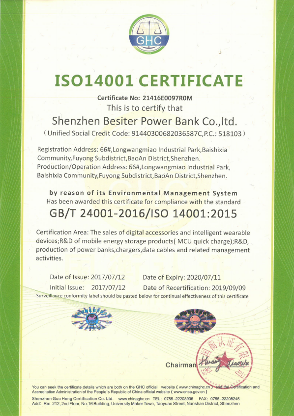 ISO14001 CERTIFICATE