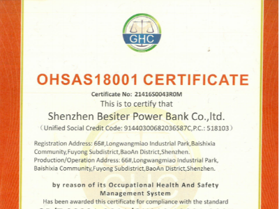 OHSAS18001 CERTIFICATE